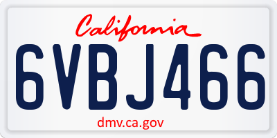 CA license plate 6VBJ466