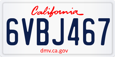 CA license plate 6VBJ467