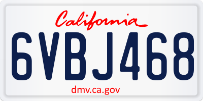 CA license plate 6VBJ468