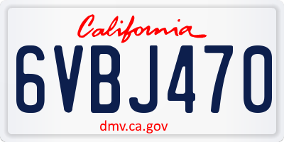 CA license plate 6VBJ470