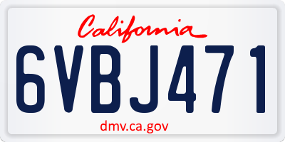 CA license plate 6VBJ471