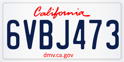 CA license plate 6VBJ473