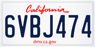 CA license plate 6VBJ474
