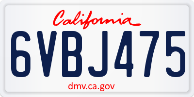 CA license plate 6VBJ475