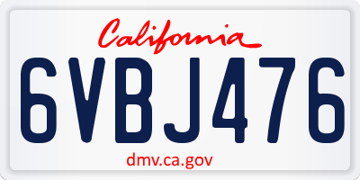 CA license plate 6VBJ476