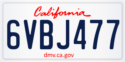 CA license plate 6VBJ477