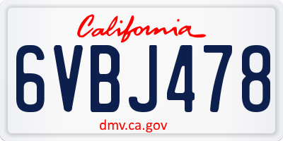 CA license plate 6VBJ478