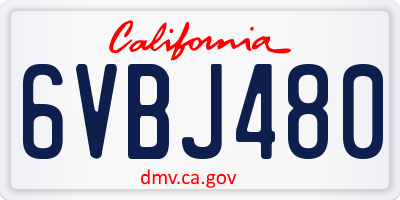 CA license plate 6VBJ480