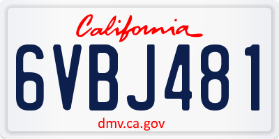 CA license plate 6VBJ481
