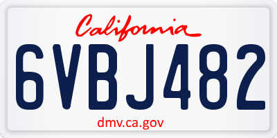 CA license plate 6VBJ482