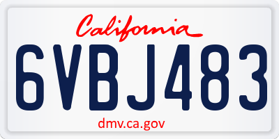 CA license plate 6VBJ483