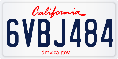 CA license plate 6VBJ484