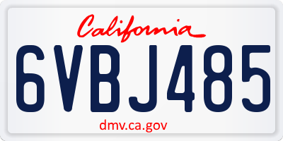 CA license plate 6VBJ485