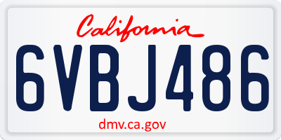 CA license plate 6VBJ486