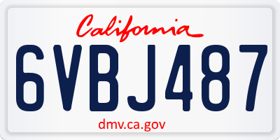 CA license plate 6VBJ487