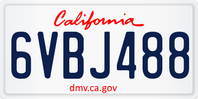 CA license plate 6VBJ488