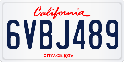 CA license plate 6VBJ489