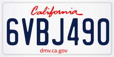 CA license plate 6VBJ490