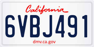 CA license plate 6VBJ491