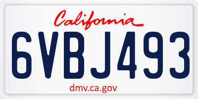 CA license plate 6VBJ493