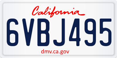 CA license plate 6VBJ495