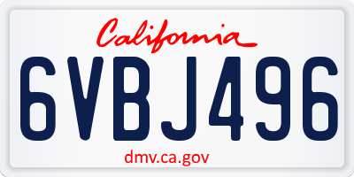 CA license plate 6VBJ496