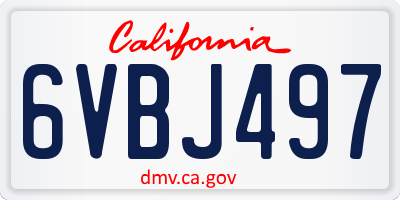 CA license plate 6VBJ497