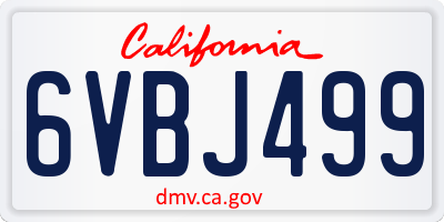 CA license plate 6VBJ499
