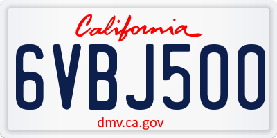 CA license plate 6VBJ500