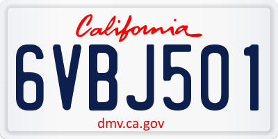 CA license plate 6VBJ501