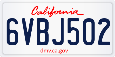 CA license plate 6VBJ502