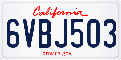 CA license plate 6VBJ503