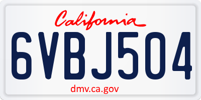 CA license plate 6VBJ504