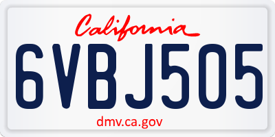 CA license plate 6VBJ505