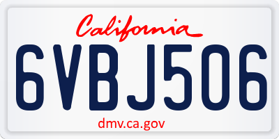 CA license plate 6VBJ506