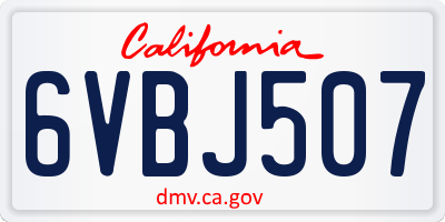 CA license plate 6VBJ507