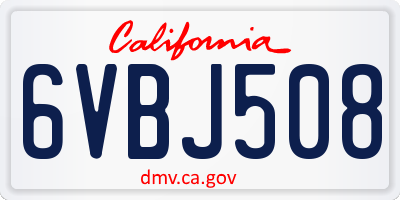 CA license plate 6VBJ508