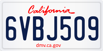 CA license plate 6VBJ509