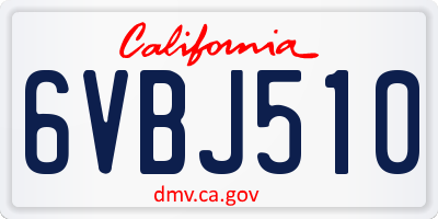 CA license plate 6VBJ510