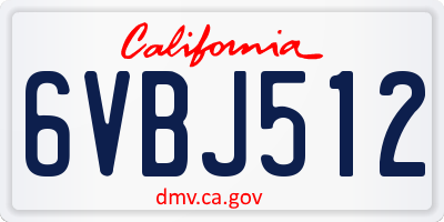 CA license plate 6VBJ512