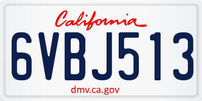 CA license plate 6VBJ513