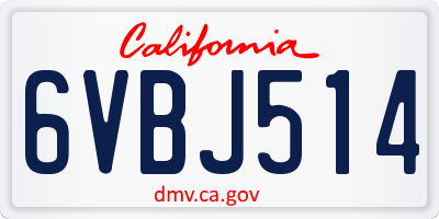 CA license plate 6VBJ514
