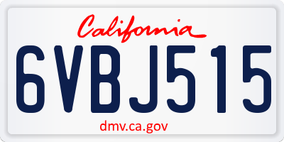 CA license plate 6VBJ515