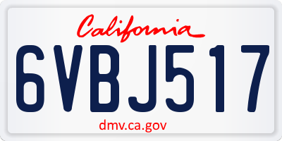 CA license plate 6VBJ517