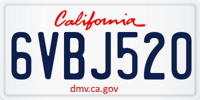 CA license plate 6VBJ520