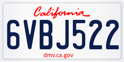 CA license plate 6VBJ522