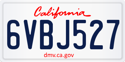 CA license plate 6VBJ527