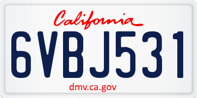 CA license plate 6VBJ531