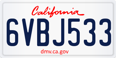 CA license plate 6VBJ533