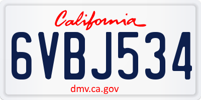 CA license plate 6VBJ534